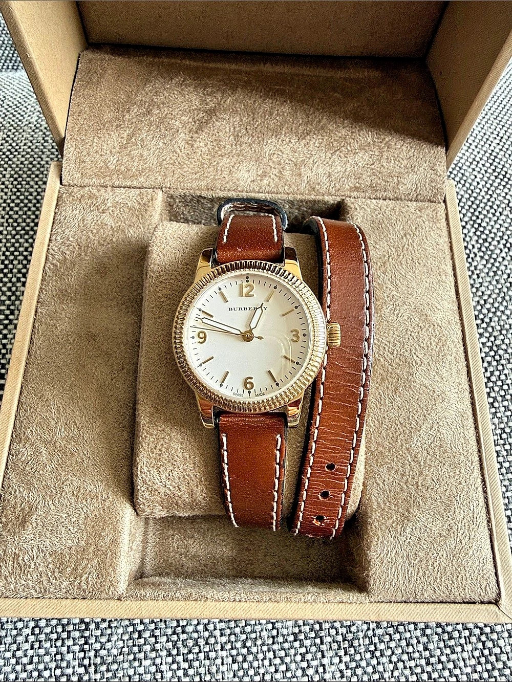 Burberry BU7850 Double Wrap Leather Watch Brown & Gold